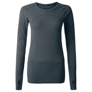 𝅺LULULEMON Tempo Stripe Black Swiftly Tech Long Sleeve Shirt Top 10